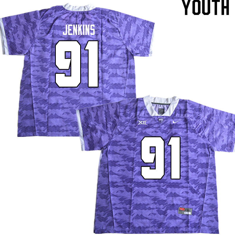 Youth #91 Patrick Jenkins TCU Horned Frogs College Football Jerseys Sale-Limited Purple